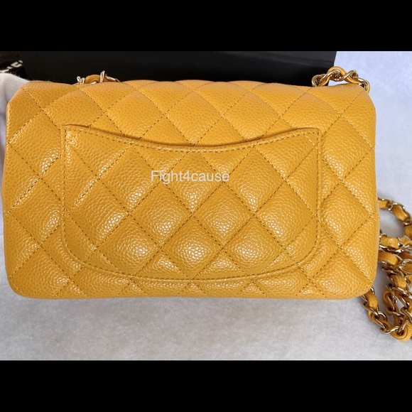 Mini Rectangle Classic Flap Bag Yellow Caviar LGHW - Picture 4 of 8
